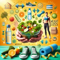 DALL·E 2024-12-08 15.55.14 - A visually inspiring image representing healthy weight loss services, featuring a fit individual happily holding a fresh salad bowl with a bright, vib